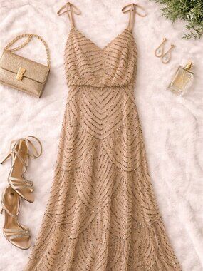 Adrianna Papell Beaded Midi Dress – Size 12P (Petite)